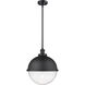 Franklin Restoration Hampden LED 12.88 inch Matte Black Pendant Ceiling Light in Seedy Glass