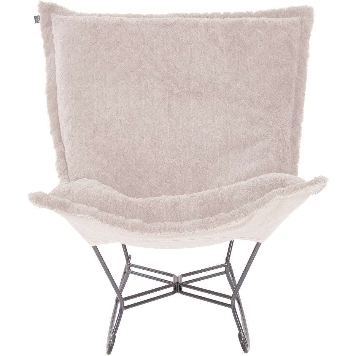 Puff Angora Natural Scroll Rocker with Cover