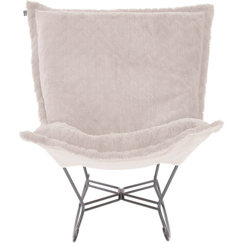 Puff Angora Natural Scroll Rocker with Cover