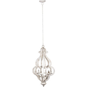 Carved 6 Light 20.5 inch Cream and White Pendant Ceiling Light