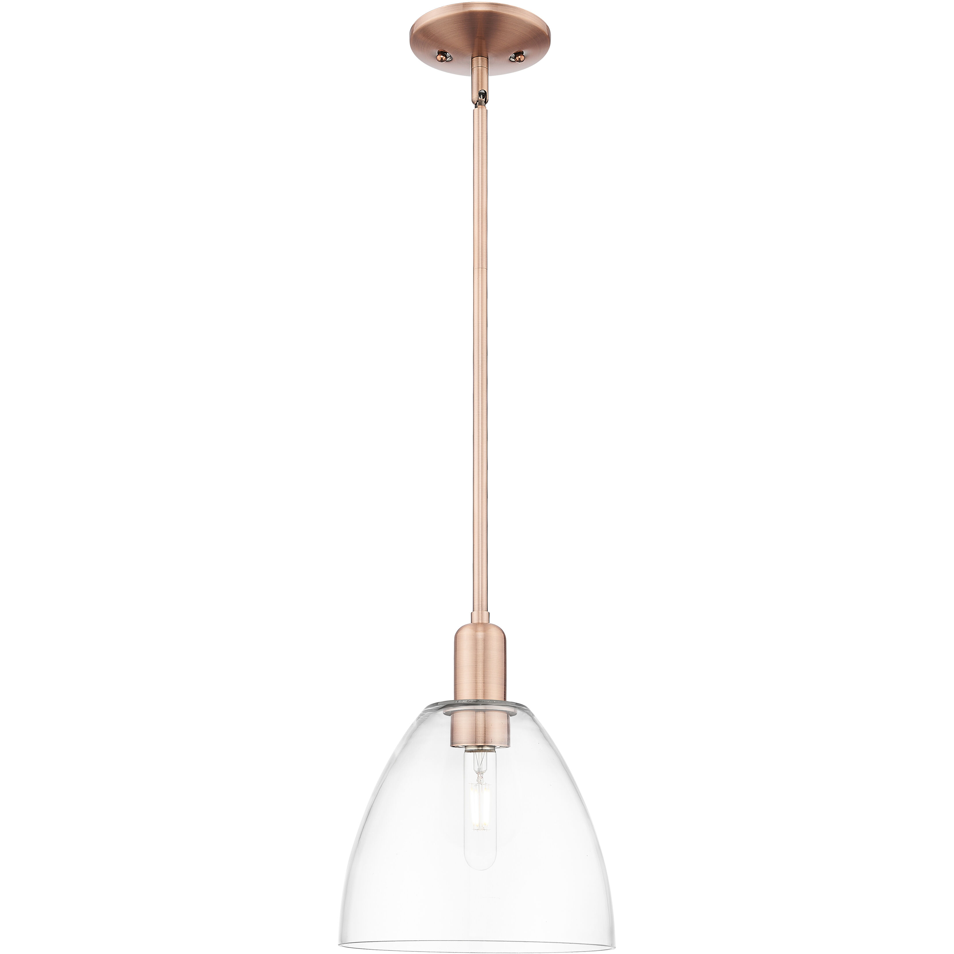 Arcadia Bristol 1 Light 9 inch Antique Copper Mini Pendant Ceiling Light in Clear