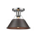 Orwell 1 Light 10 inch Pewter Flush Mount Ceiling Light in Rubbed Bronze, Damp