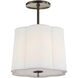 Barbara Barry Simple Scallop 3 Light 15.75 inch Bronze Hanging Shade Ceiling Light in Linen