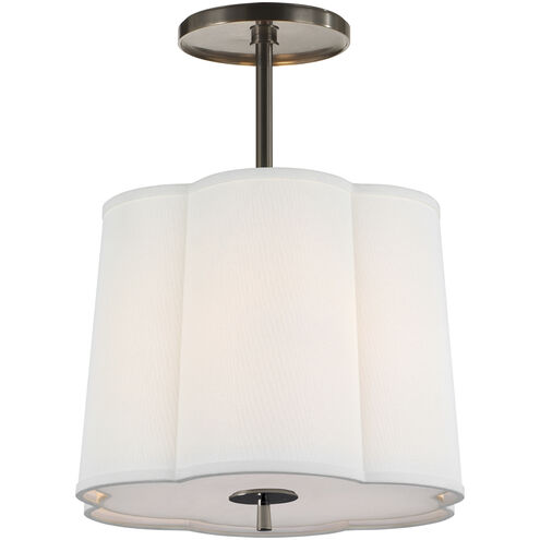 Barbara Barry Simple Scallop 3 Light 15.75 inch Bronze Hanging Shade Ceiling Light in Linen