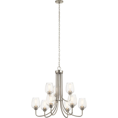 Valserrano 9 Light 32 inch Brushed Nickel Chandelier 2 Tier Ceiling Light in Clear Seeded, 2 Tier