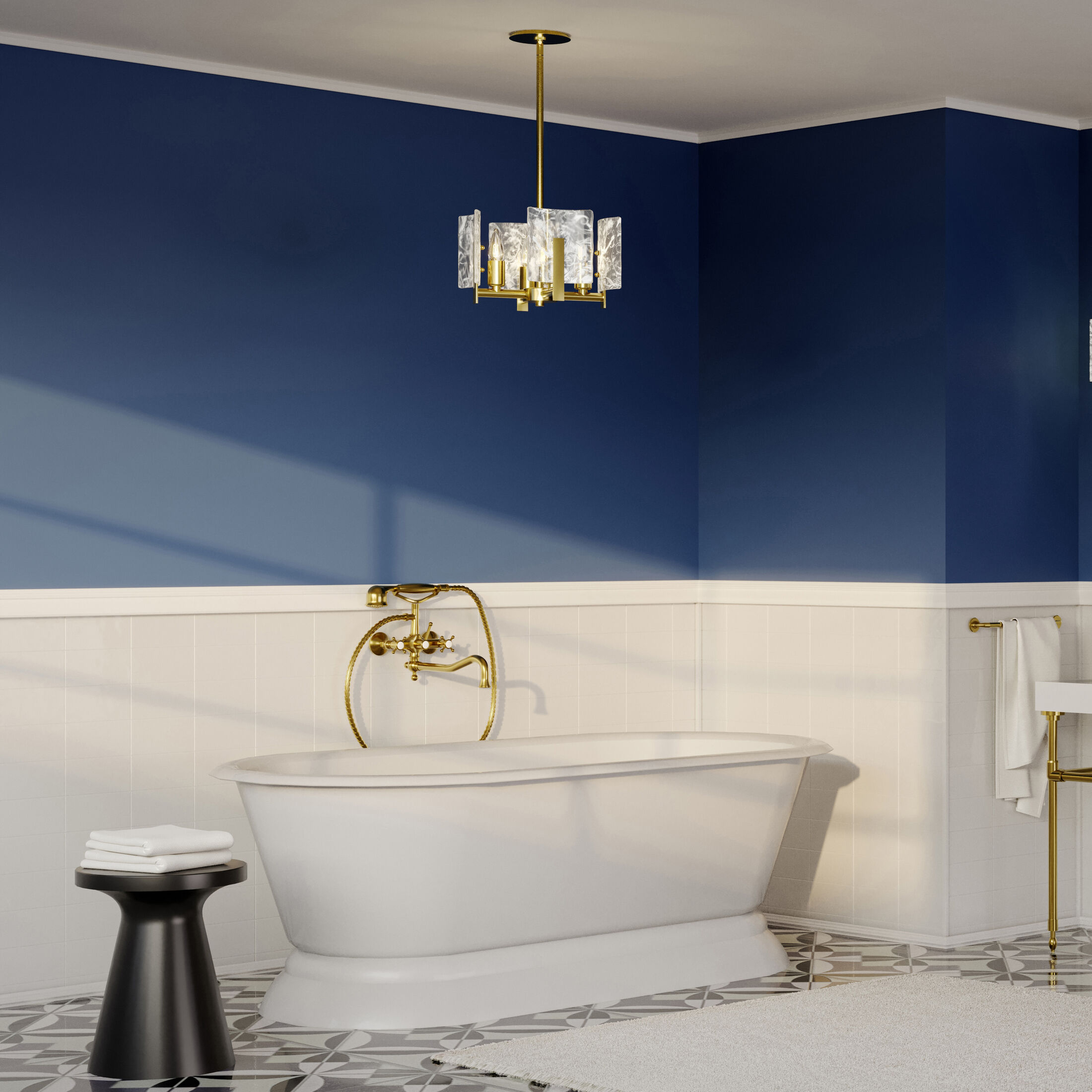 Arc 4 Light 13.5 inch Modern Brass Semi-Flush/Pendant Ceiling Light