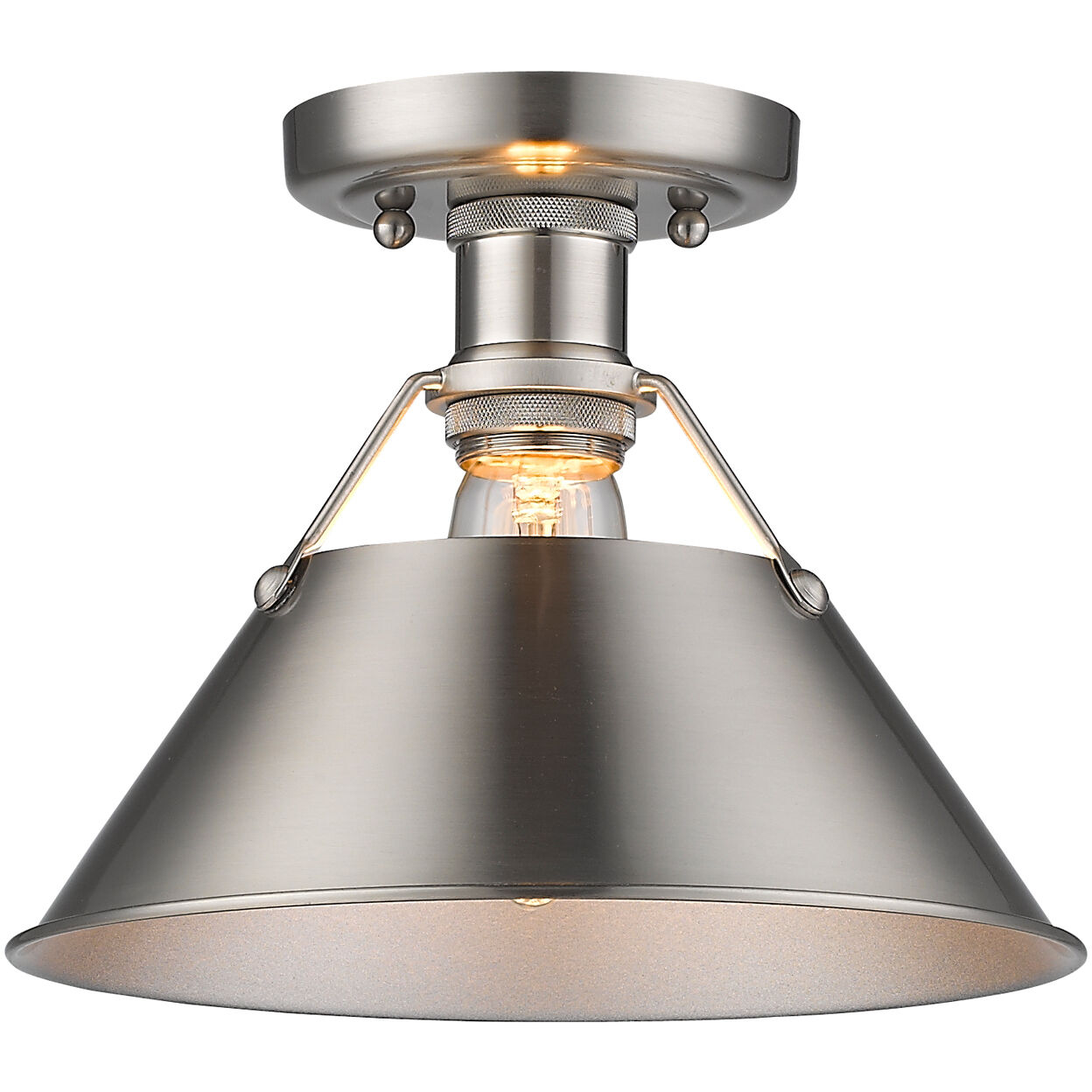 Yep Orwell 1 Light 10 inch Pewter Flush Mount Ceiling Light, Damp