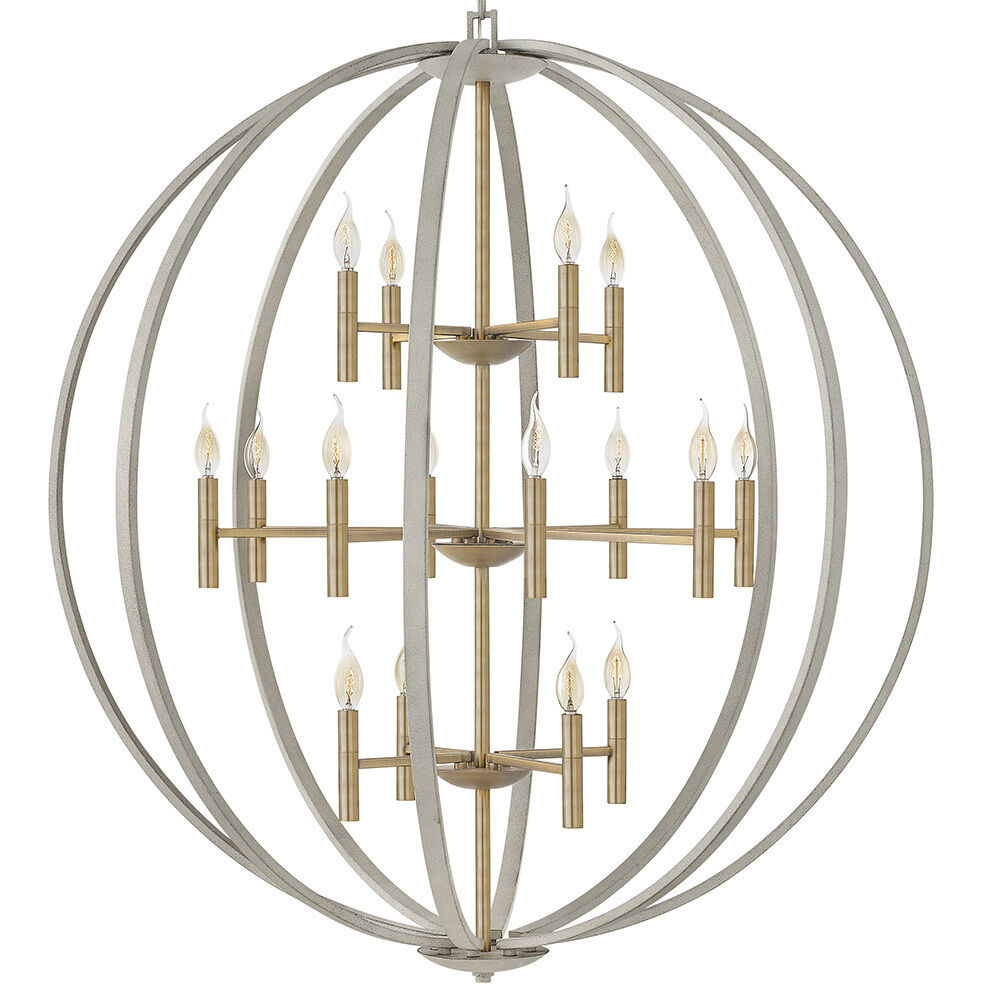 Euclid 16 Light 44 inch Cement Gray with Brushed Gold Indoor Chandelier Ceiling Light