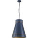 Brasserie 1 Light 20 inch French Blue and Heritage Bronze Pendant Ceiling Light