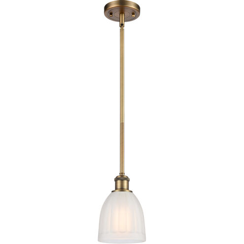 Ballston Brookfield 1 Light 6 inch Brushed Brass Pendant Ceiling Light in White Glass, Ballston