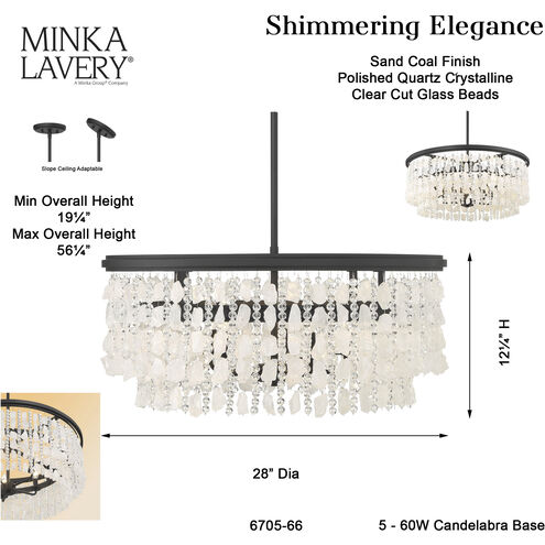 Shimmering Elegance 5 Light 28 inch Sand Coal Chandelier Ceiling Light