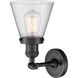 Franklin Restoration Small Cone 1 Light 6 inch Matte Black Sconce Wall Light in Seedy Glass, Franklin Restoration