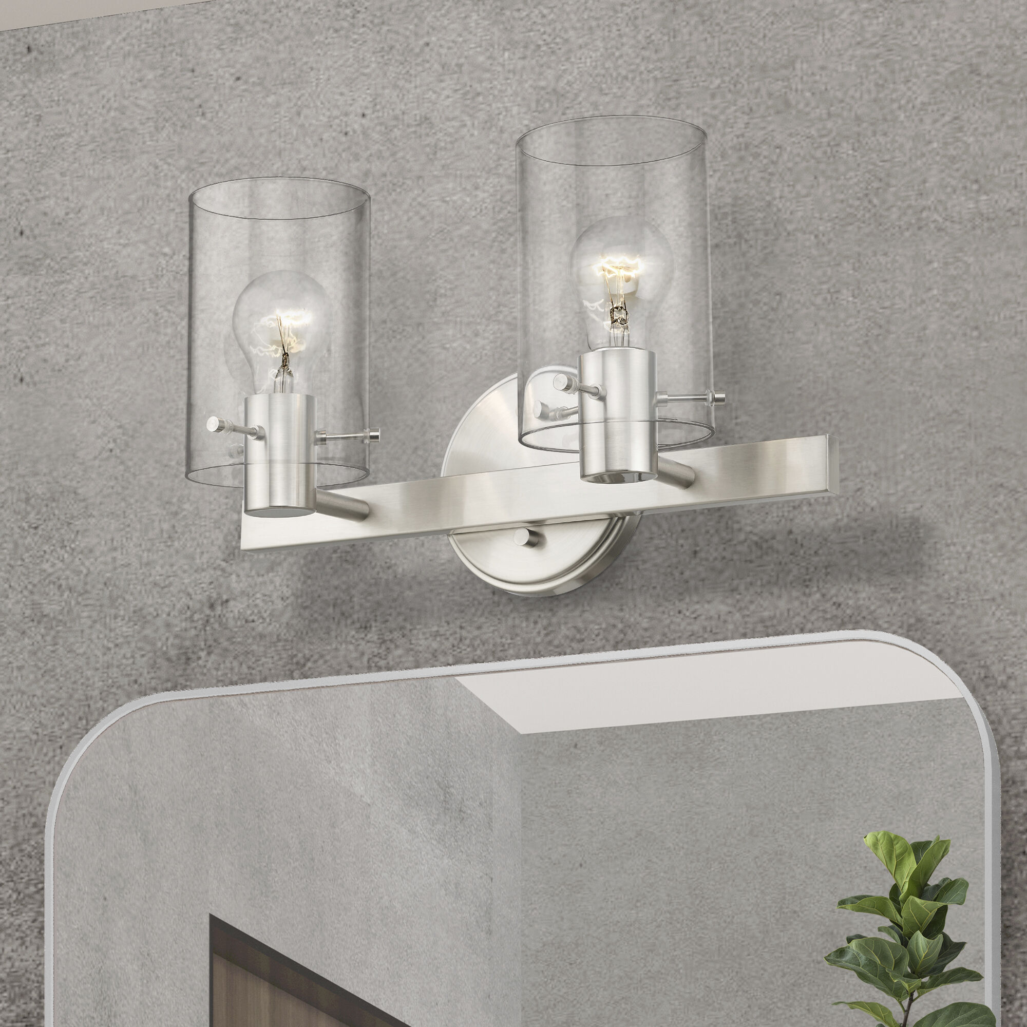 Munich 2 Light 15 inch Brushed Nickel Vanity Sconce Wall Light