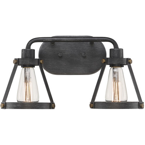 Wicker Park 2 Light 16.75 inch Weathered Pewter Bath Bar Wall Light