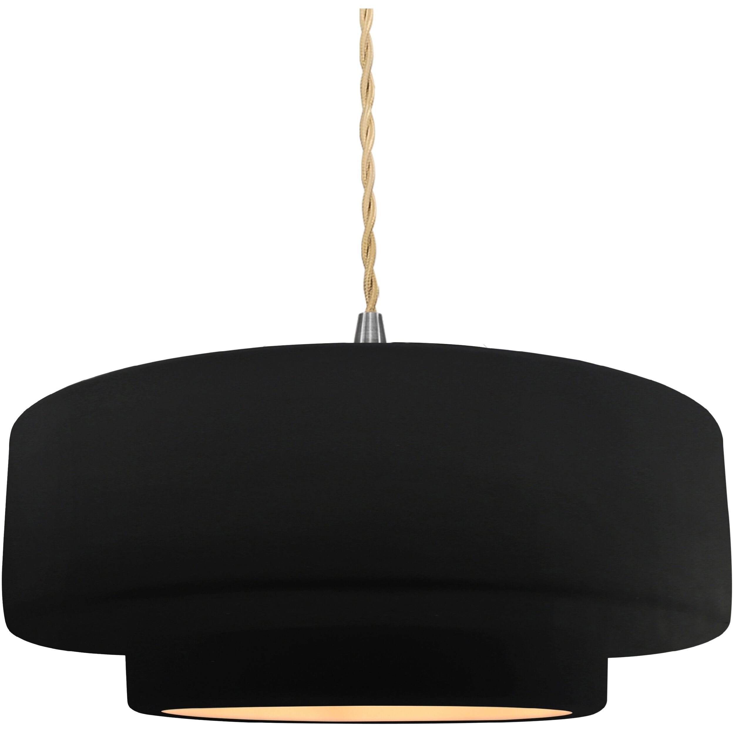 Radiance Collection - Tier Pendant Ceiling Light in Brushed Nickel, Dedicated LED, Beige Twist Cord, Carbon Matte Black/Champagne Gold, 14.5W x 5.25H, Form+Finish+Function