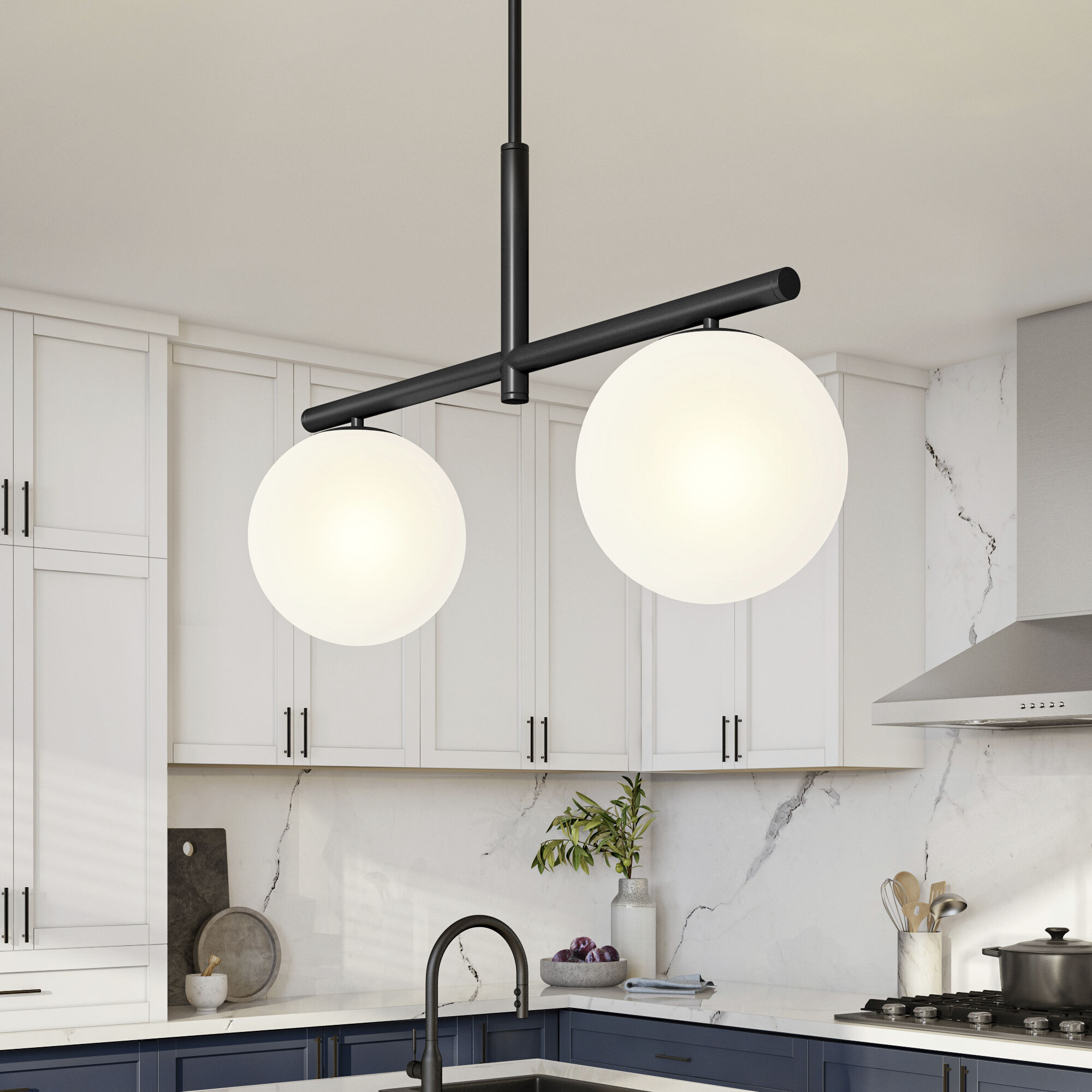 Crown Heights 2 Light 35 inch Matte Black Island Light Ceiling Light