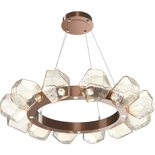 Gem LED 36 inch Burnished Bronze Chandelier Ceiling Light in 3000K LED, Amber, Radial Ring