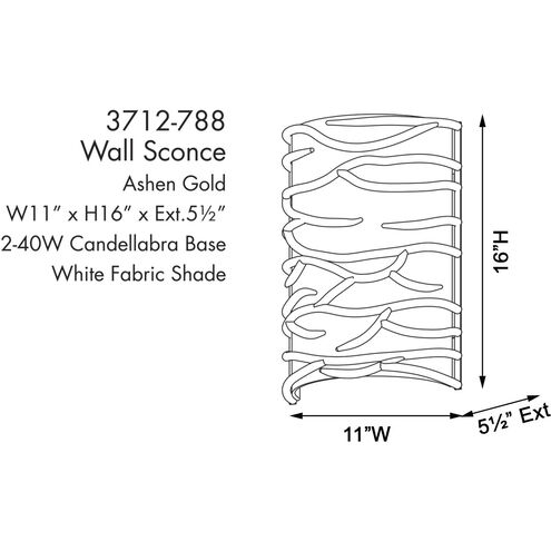 Branch Reality 2 Light 11 inch Textured Ashen Gold Wall Sconce Wall Light