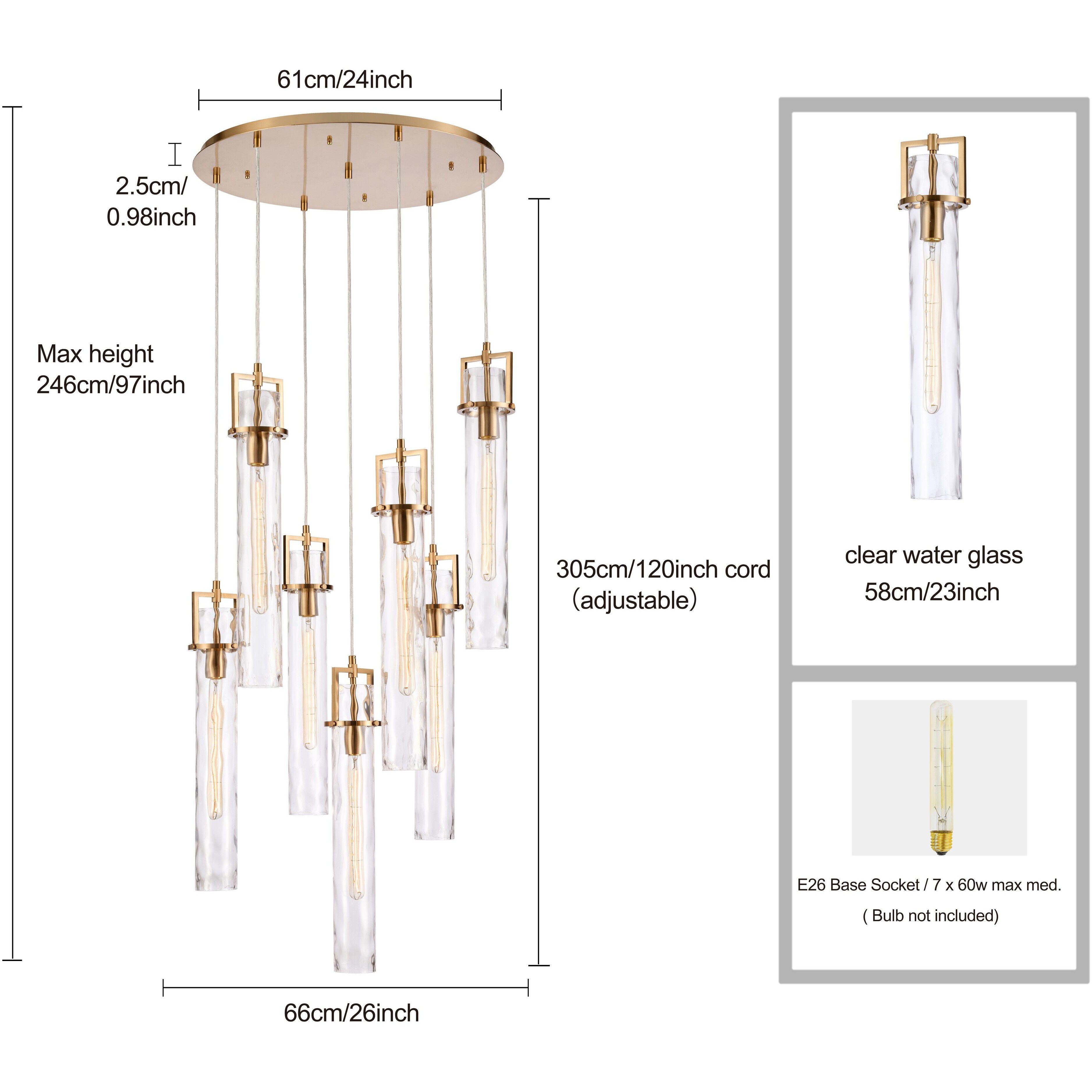Jayden 7 Light 25.5 inch Lacquered Gold Chandelier Ceiling Light