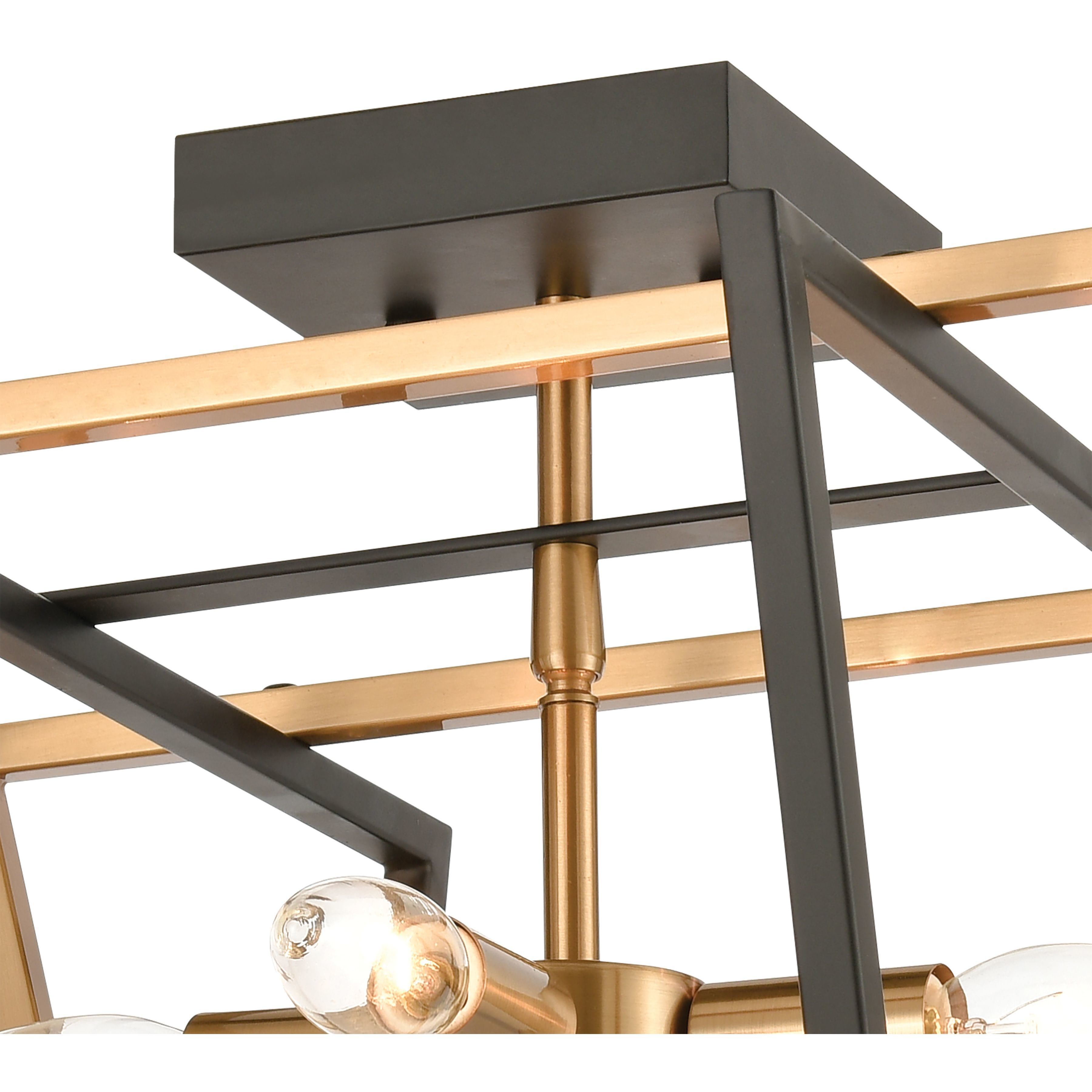 Bridgette 4 Light 16 inch Matte Black with Satin Brass Semi Flush Mount Ceiling Light