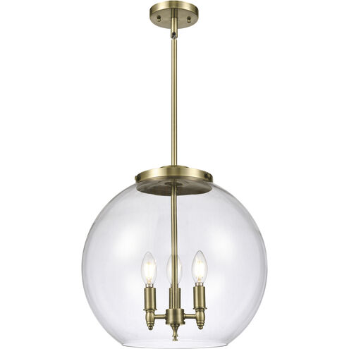 Ballston Athens LED 16 inch Antique Brass Pendant Ceiling Light in Clear Glass