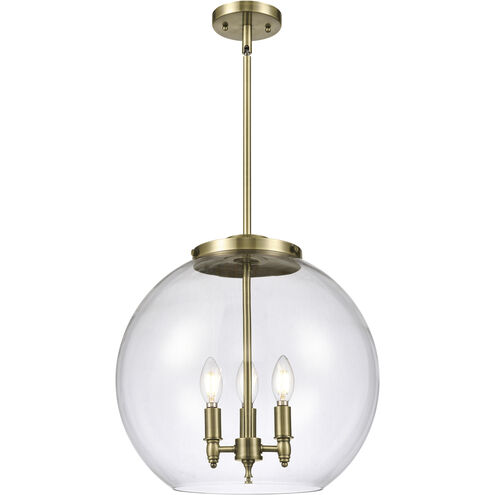 Ballston Athens LED 15.75 inch Antique Brass Pendant Ceiling Light in Clear Glass