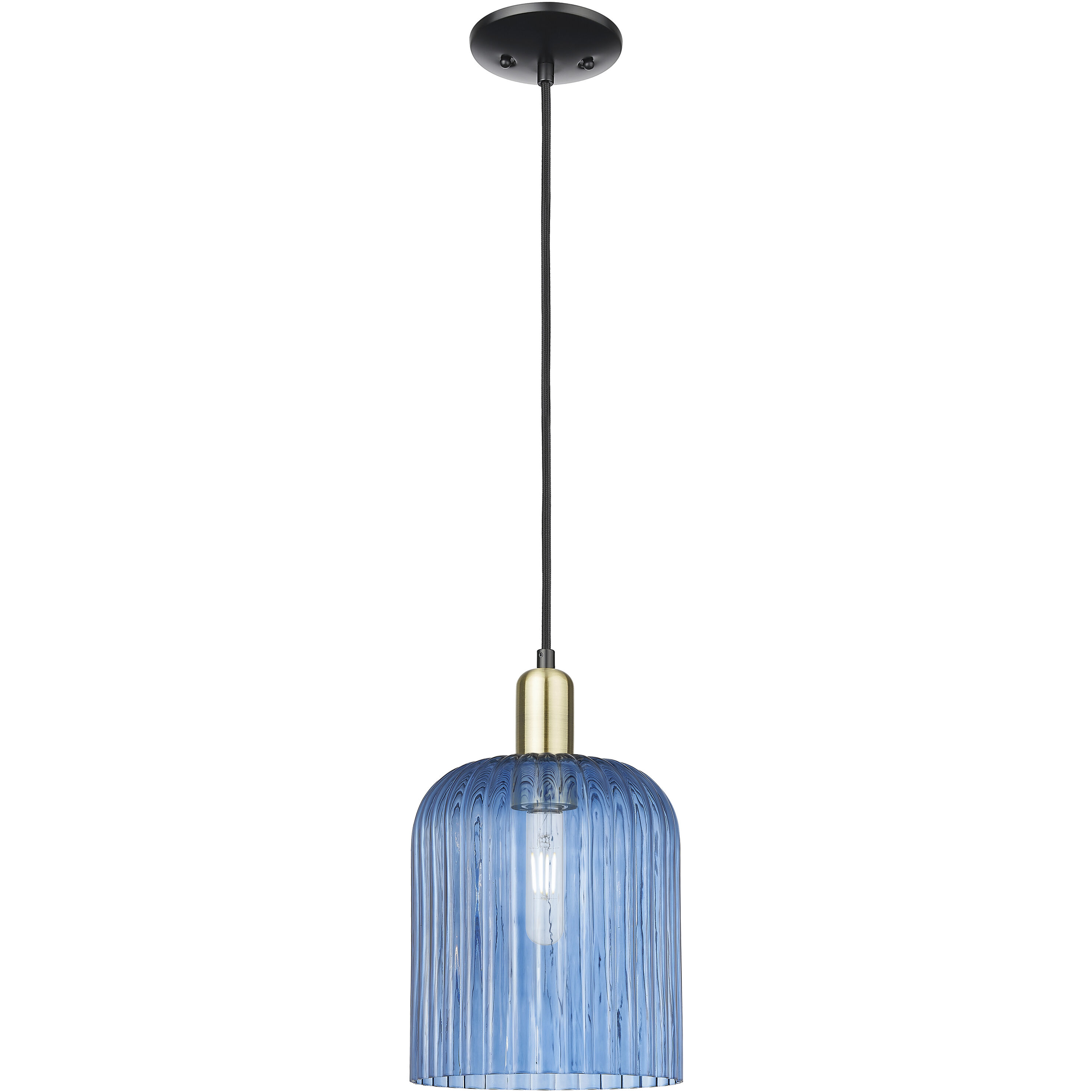 Arcadia Bridal Veil 1 Light 8 inch Black Antique Brass Mini Pendant Ceiling Light in Blue
