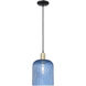 Arcadia Bridal Veil 1 Light 8 inch Black Antique Brass Mini Pendant Ceiling Light in Blue