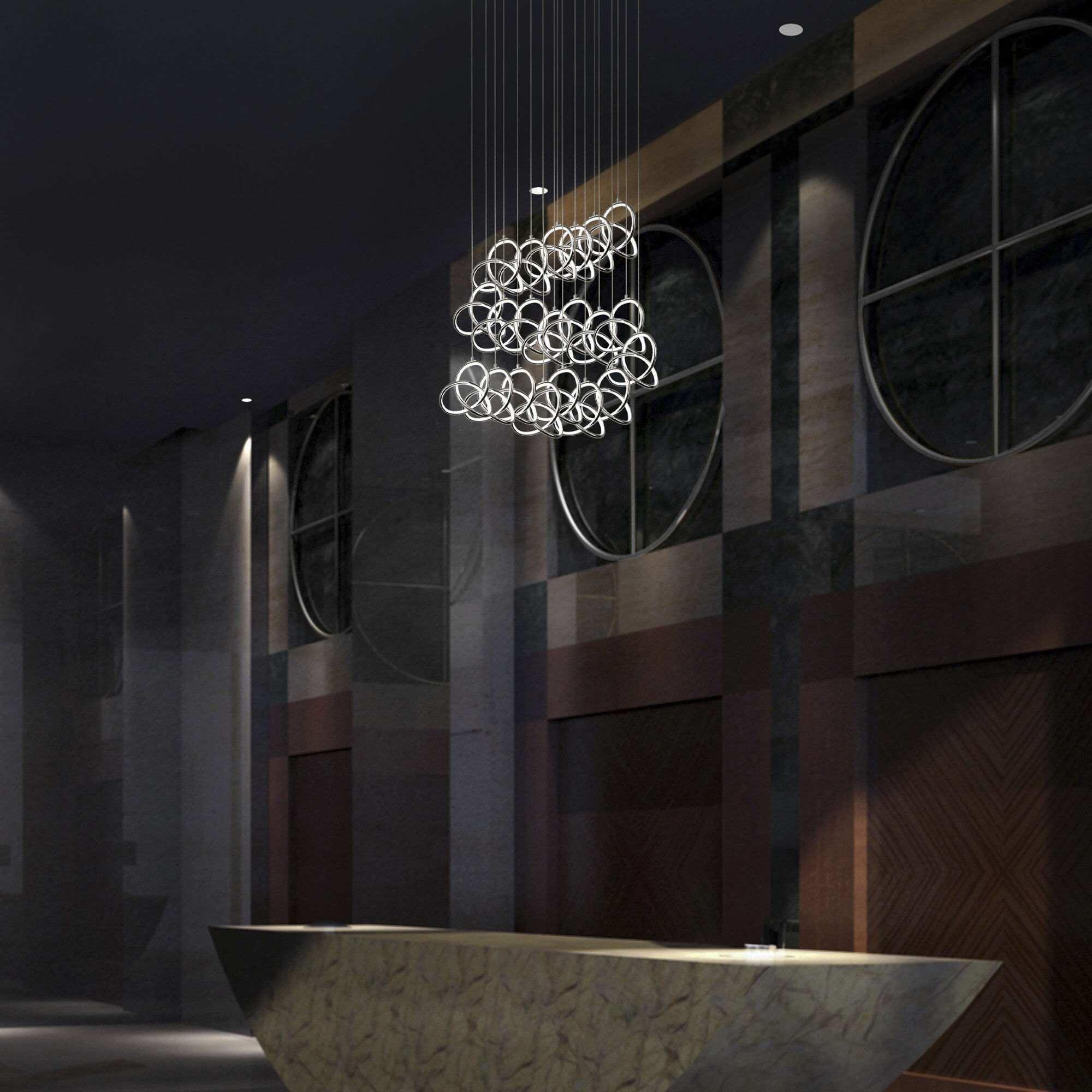 Vornado LED 26 inch Chrome Multi-Light Pendant Ceiling Light, dweLED