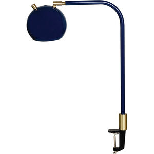 Aria 20 inch Navy Blue and Satin Brass Clip-On Table Lamp Portable Light