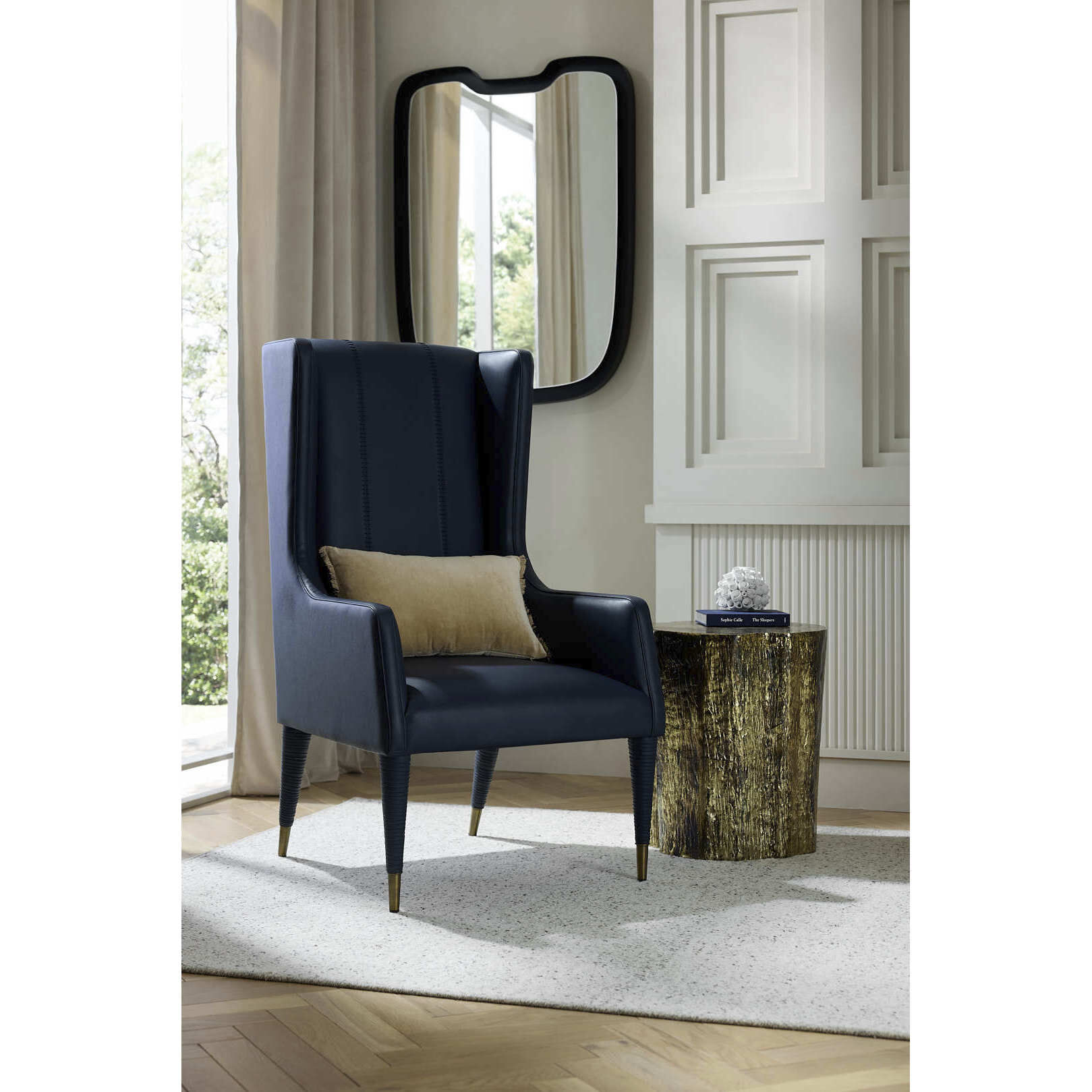 Hawthorne Navy and Antique Brass Host Chair