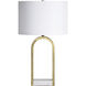 Joline 26.5 inch 100 watt Antique Brushed Brass and White Table Lamp Portable Light