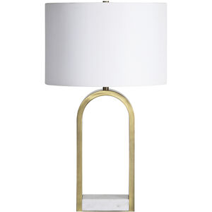 Joline 26.5 inch 100 watt Antique Brushed Brass and White Table Lamp Portable Light