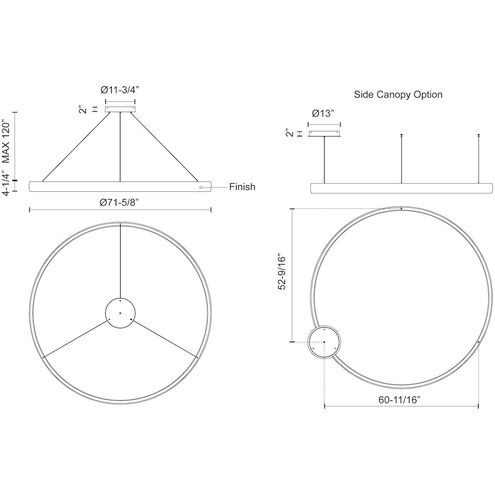 Halo LED 71.63 inch Brushed Silver Pendant Ceiling Light