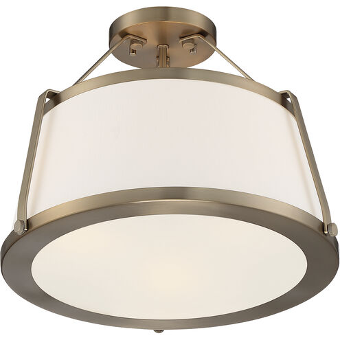 Cutty 3 Light 16 inch Burnished Brass Semi Flush Mount Fixture Ceiling Light