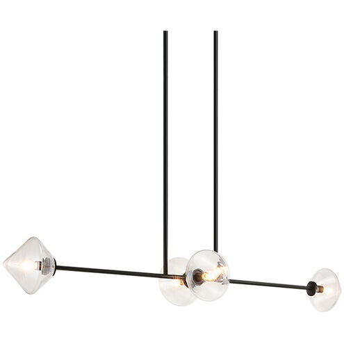 Novo 4 Light 12.75 inch Black Pendant Ceiling Light in Black and Clear