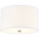 Textile Collection 2 Light 11 inch Brushed Nickel Flush Mount Ceiling Light in White, Classic Family