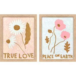 Whimsical Bloom / Whimsical Dream / Whimsical Oasis Pink and Green and Blue and Teal Framed Art