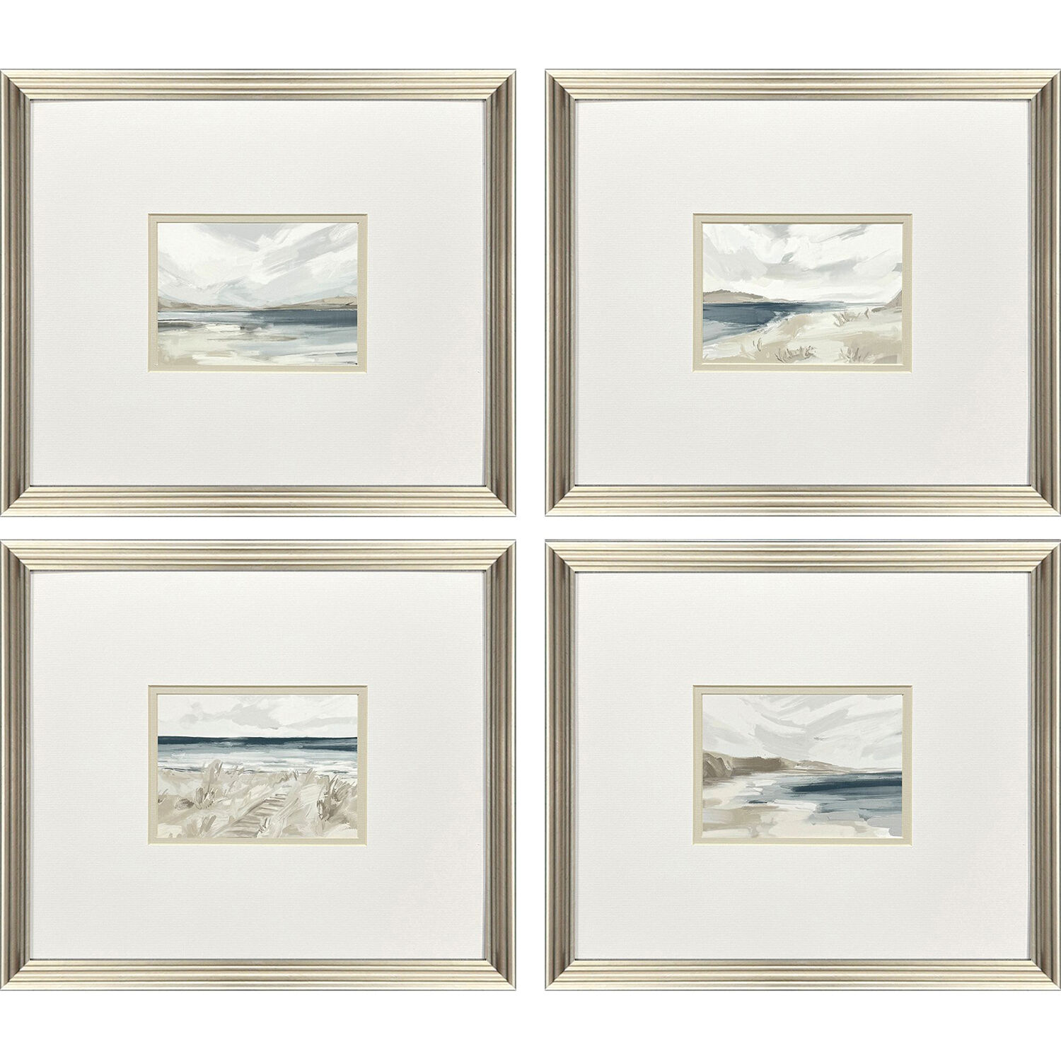Easy Day Blue and Beige and Multi and White Framed Art