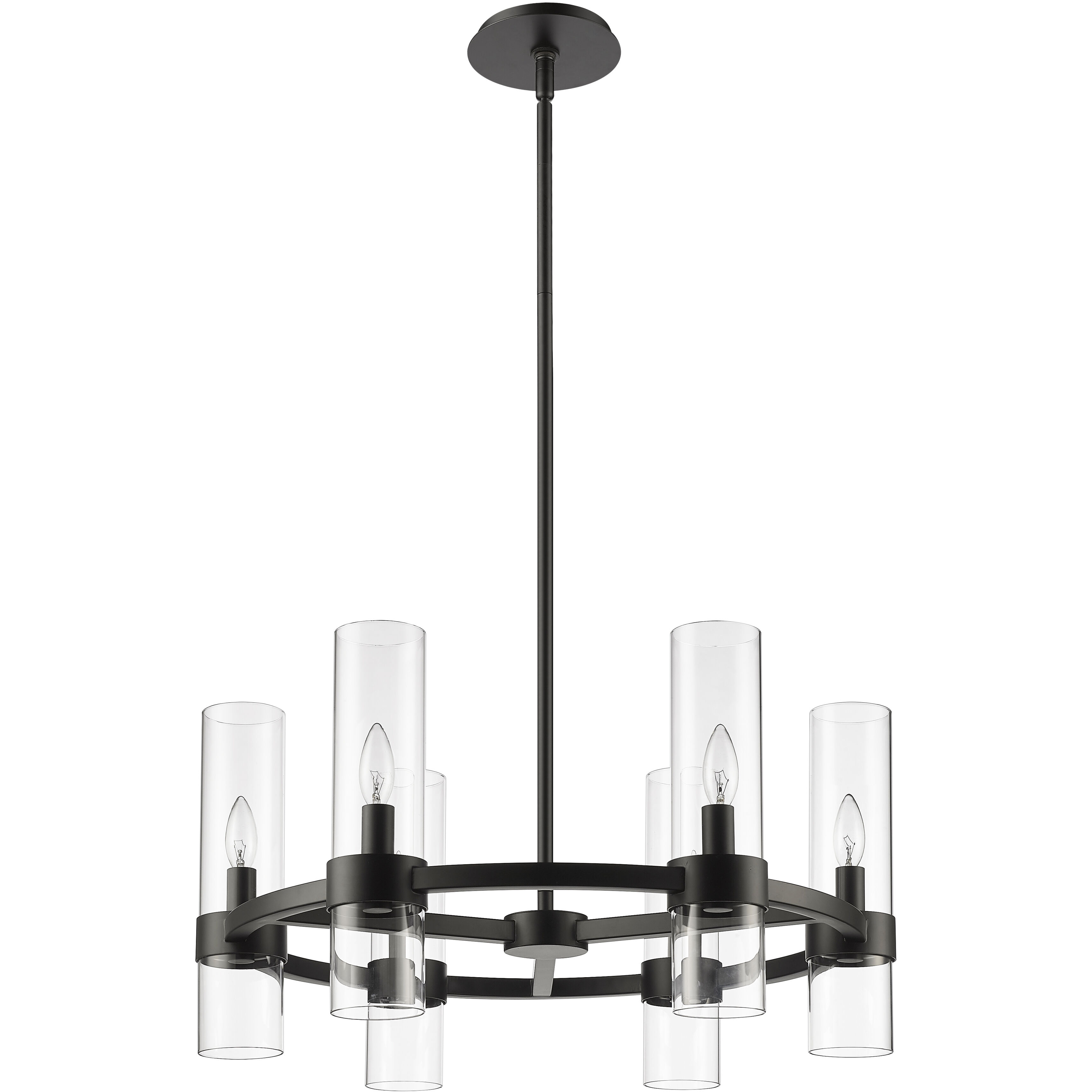 Datus 6 Light 26 inch Matte Black Chandelier Ceiling Light