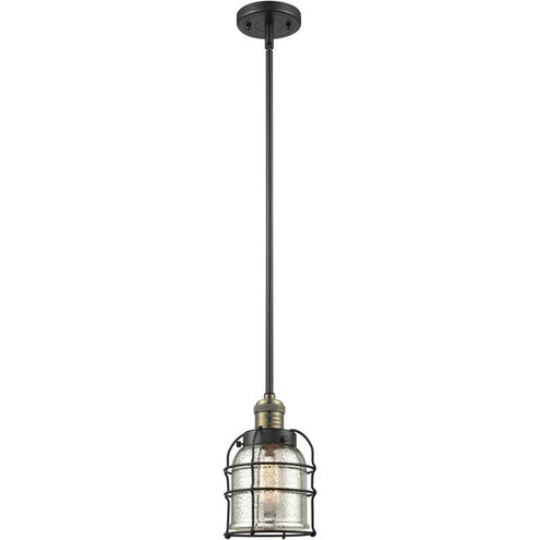 Franklin Restoration Bell Cage 1 Light 6 inch Black Antique Brass Mini Pendant Ceiling Light in Incandescent, Silver Plated Mercury, Franklin Restoration