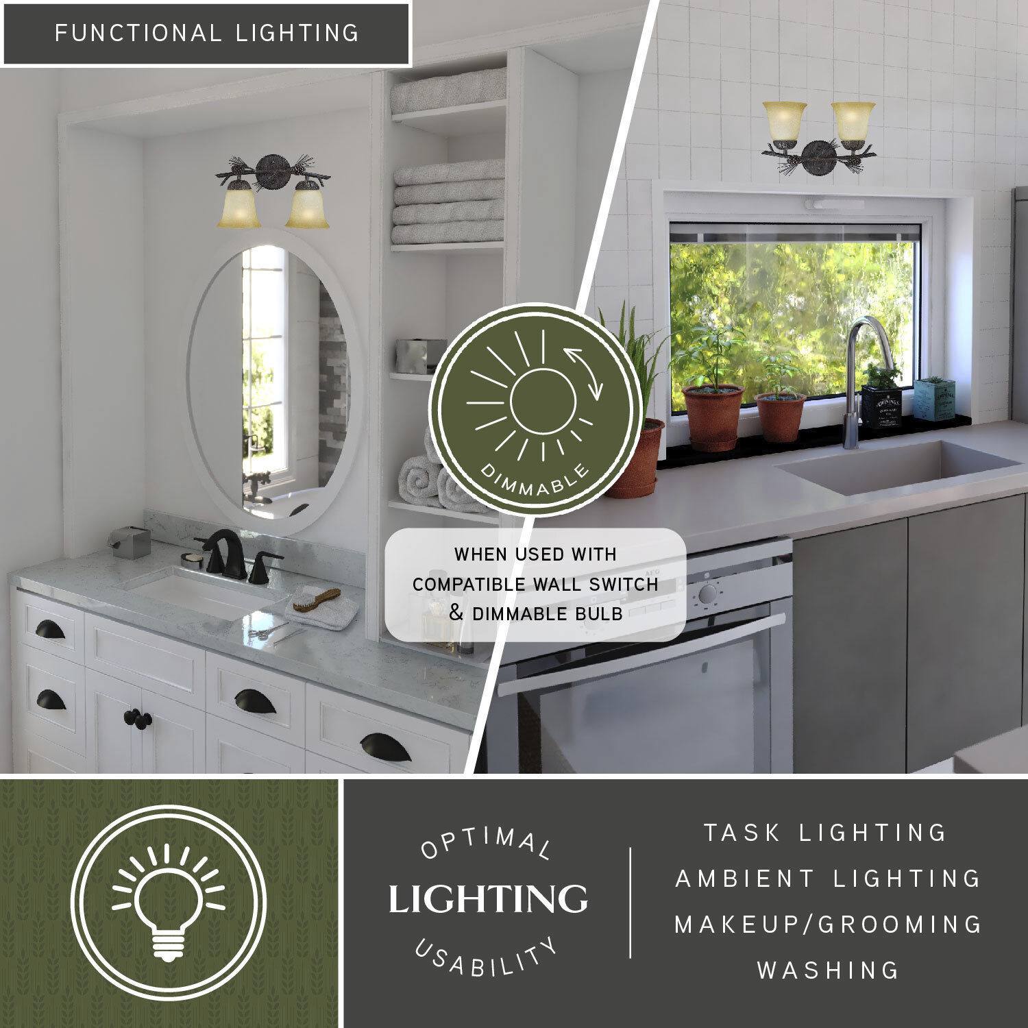 Sierra LED 15 inch Black Walnut Bathroom Light Wall Light