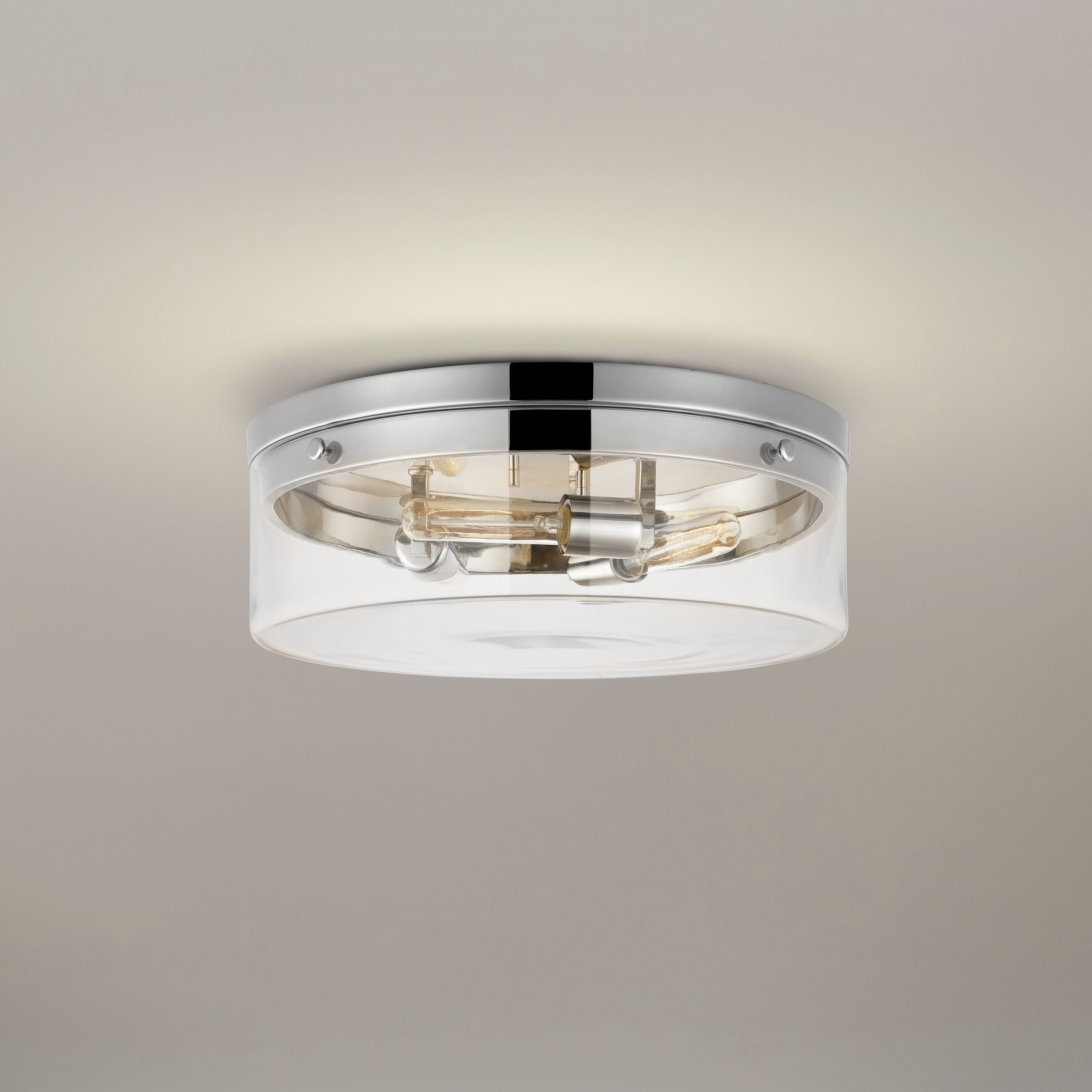 Intersection 3 Light 17 inch Polished Nickel Flush Ceiling Light