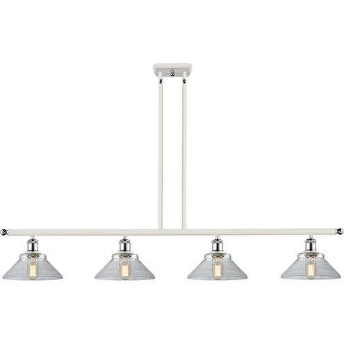 Ballston Orwell 4 Light 48 inch White and Polished Chrome Island Light Ceiling Light in Clear Glass, Ballston