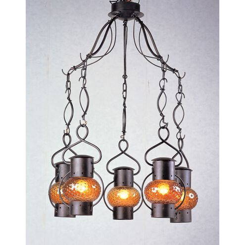 Emberlin Distressed Black with Deep Amber Chandelier Ceiling Light
