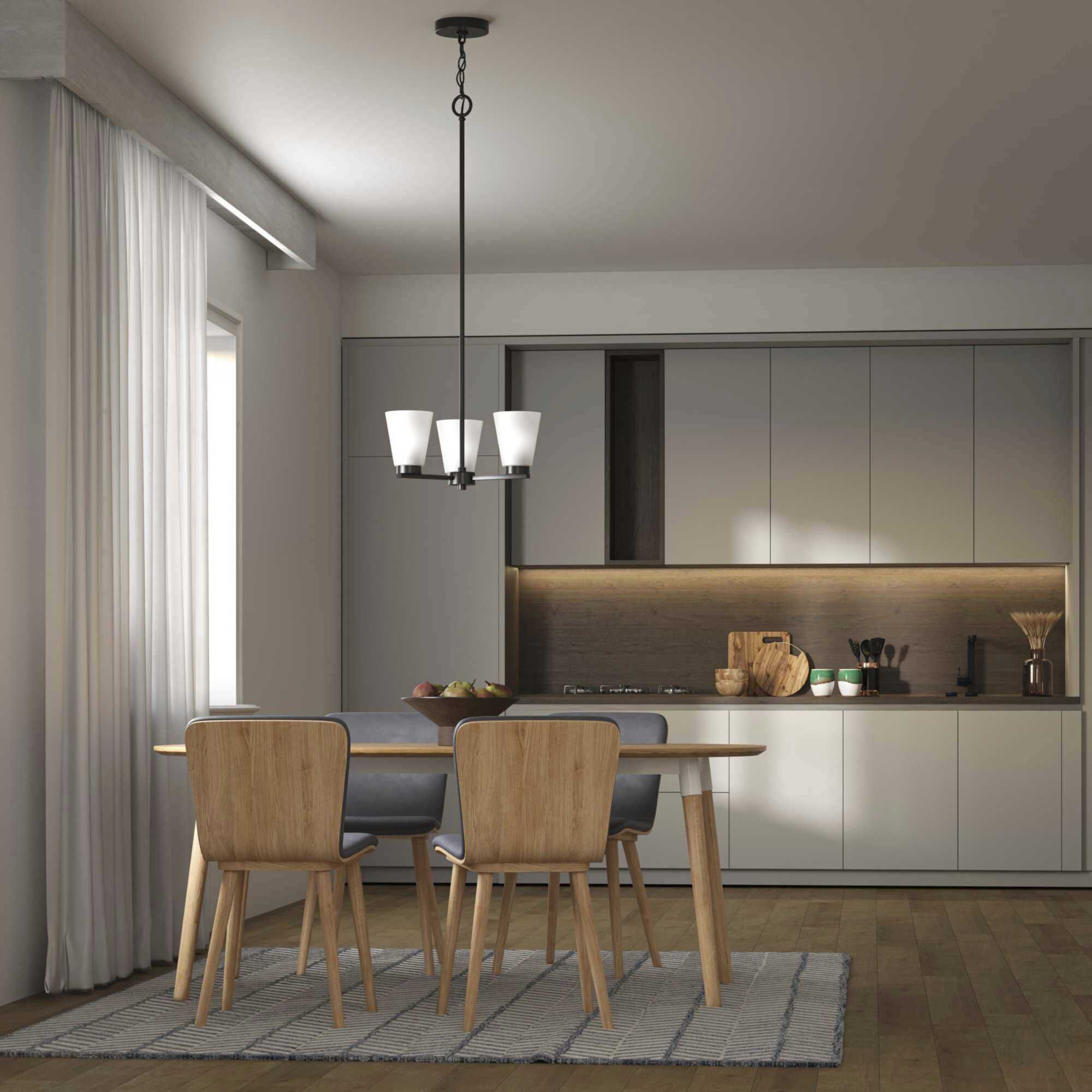 Tanner 3 Light 16.62 inch Matte Black Chandelier Ceiling Light