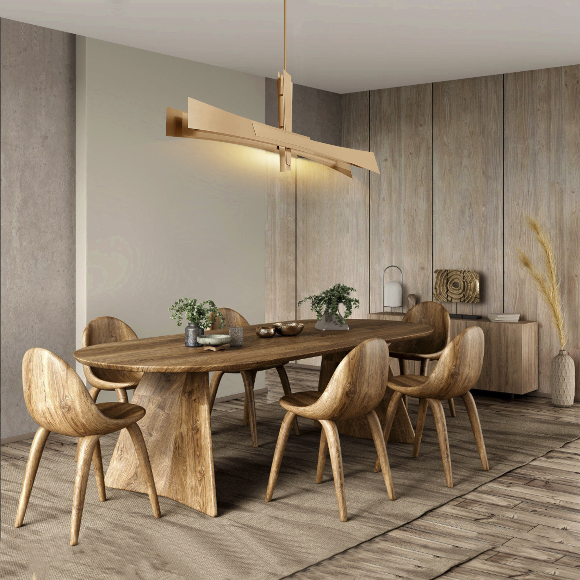 Solara LED 50 inch Brass Chandelier Ceiling Light