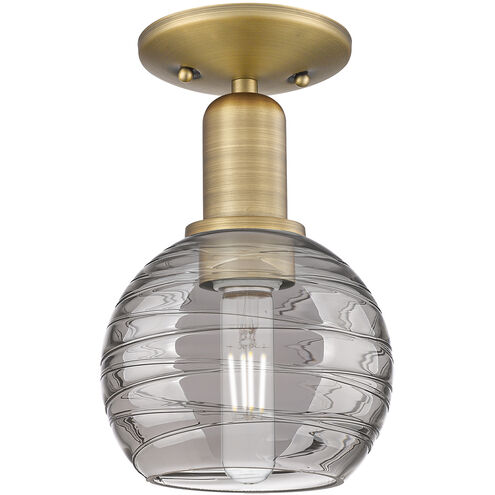Downtown Urban Athens Deco Swirl 1 Light 5.88 inch Brushed Brass Semi-Flush Mount Ceiling Light
