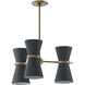 Gable 6 Light 24.25 inch Antique Natural Brass Pendant Ceiling Light in Storm Blue