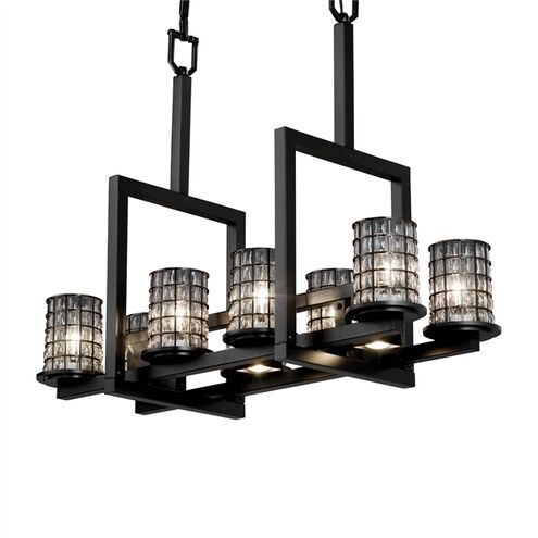 Wire Glass 11 Light 13 inch Matte Black Chandelier Ceiling Light in Grid with Clear Bubbles